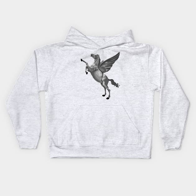 Gray Pegasus Kids Hoodie by Slightly Unhinged